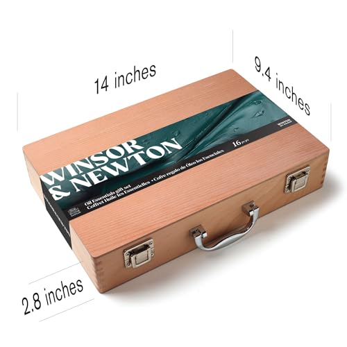 Winsor & Newton Winton Oil Colour, Wooden Paint Set 8 x 37ml Tubes (includes Liquin, Sansodor, 2 Brushes, Knife, Cloth, Godet)