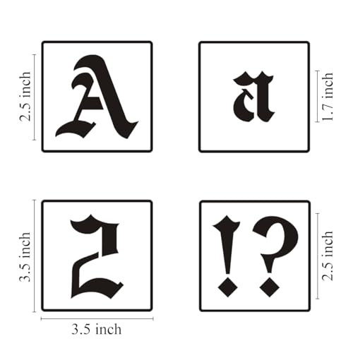 2.5 Inch Alphabet Letter Stencils for Painting - 70 Pack Old English Letter Stencil Templates with Numbers and Signs for Painting on Wood, Reusable Letter Stencils for Chalkboard Wood Signs & Wall Art - size: 2.5 Inch