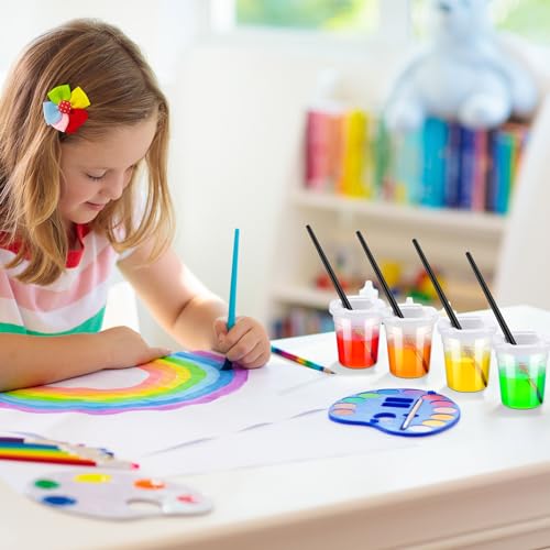 SiliFine 24 Pack No Spill Paint Cup with Lids for Kids | Reusable Plastic Containers, Leak Proof Design, Ideal for Art Projects, Crafts, Painting Activities, Easy to Clean