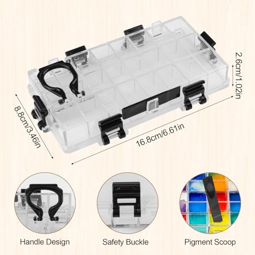 WANDIC Palette Box, 1 Piece 24-Well Empty Watercolour Box Paint Storage Palette Box for Acrylic and Oil Paint Gouache Paint Containers with Lids - color: 24-well