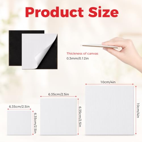 CONDA 60 Pack Multi-Size Mini Magnetic Canvas Panels, Small Canvases for Painting for Oil, Acrylic, Pouring Watercolor & Art Crafts DIY - size: Multi-Size 60pack