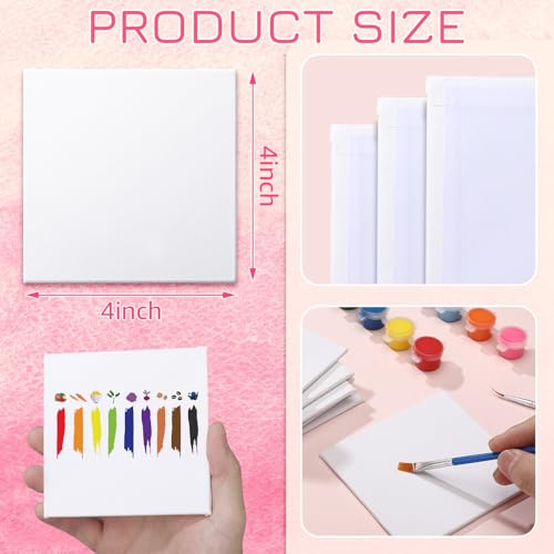 Moinchore 100 Pcs 4 x 4 Inch Mini Painting Canvas Panels Art Painting Canvases Panels Cotton Blank White Small Canvas Acid Free Boards for Watercolor Acrylic Oil Paint - size: 4 x 4 Inch