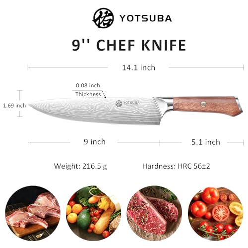 YOTSUBA 9 Inch Japanese Chef Knife with Full Tang Rosewood Handle - style: 9 inch chef knife