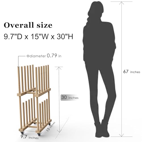 Art Storage Rack, Art Canvas Storage, Art Drying Rack, Canvas Boards Rack Art Storage with Handle & Caster Wheels for Drawing Board, Panel, Paper Pad for Art Studios, Artworks, Gallery - size: 9.7"D x 15"W x 30"H