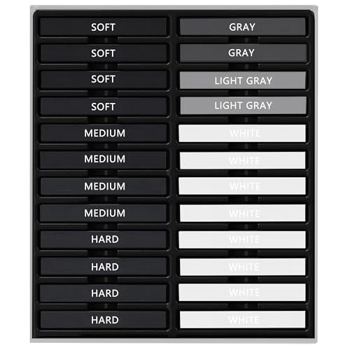 24 Pcs Compressed Charcoal Sticks with Soft, Medium, Hard and White Charcoal, Square Charcoal Stick Kit for Drawing, Sketching and Shading (12 Black + 4 Gray + 8 White) - color: 12 Black + 4 Gray + 8 White
