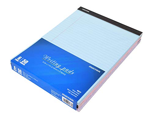 Mintra Office Colorful Legal Pads - Includes 2 Blue, 2 Pink, and, 2 Green Writing Pads, Micro Perforated Lined Sheets, Ideal for Professional & Personal Use, 8.5"x11" Wide Ruled, 6 pack Basic Pastel - color: Pastel v1, size: Wide