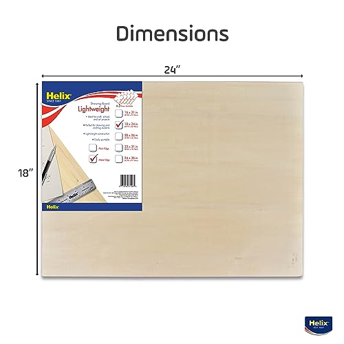 Helix - Wooden Drawing Board - Metal Edge - 18 x 24 inch | Lightweight for Sketching Outdoors - Ensures Level Surface - Prevents Warping - Durable Design for Artists and Students - size: 18” x 24”, style: Metal Edge