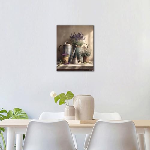 TUMOVO Flowers Acrylic Paint by Numbers Kit for Adults Floral in Tin Cans | retro 16x20 inch pre-numbered canvas with acrylic paints, match numbers to colors, no color mixing needed. - color: Watering Cans