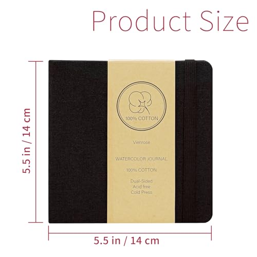 Vienrose Watercolor Sketchbook Journal 5.5x5.5 Inch 24 Sheets Black - color: Black, size: 5.5x 5.5 Inch