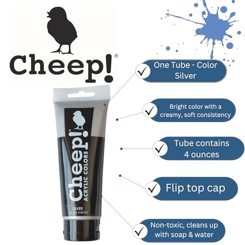 Cheep! Acrylic Paints, 4 oz. Tube - Silver, Perfect for Artists - Quality Acrylic Paint Heavy Body Paint Artist and Student - color: Silver