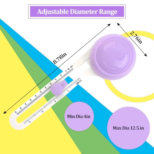 Circle Paper Cutters,Adjustable Rotary Circle Cutter,Circular Cardboard Circle Cutter with 3 Replaceable Blades, Trimmer Scrapbooking Tools,DIY Craft Cutting Tools Purple - color: Purple