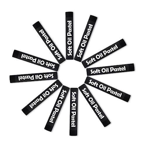 Mifuner Soft Oil Pastels Set (12 Sticks), Single Colors Heavy Oil Pastels Vibrant and Creamy,Pastel Art Supplies for Artists,Gallery Oil Painting Stick,Beginners,Adult Art Drawing Black - color: Pastel-12pcs Black