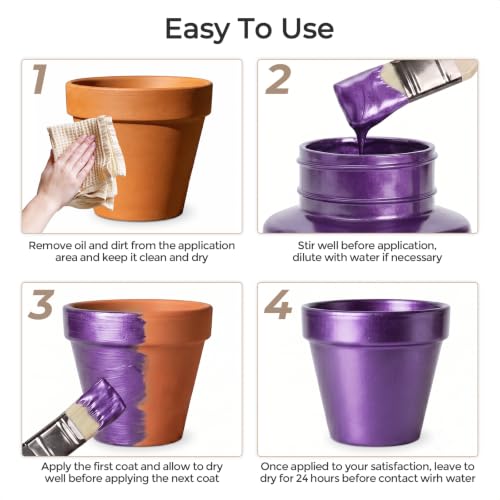 Nicpro Metallic Violet Acrylic Paint, 8.45oz/250ml Purple Craft Paint, | Large, Non Toxic, Non Fading Art Paint for Wood, Metal, Clay, Fabric, Canvas, Ceramic, Furniture, Handcrafts - color: Metallic Violet, size: 8.45 Fl Oz (Pack of 1)