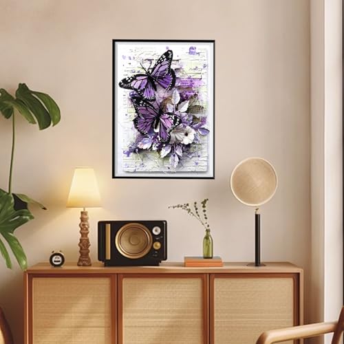 DOTZSO Butterfly Diamond Painting Art Kits for Adults Beginners 12x16 Inch | 5D Full Drill Resin, Landscape Pattern, Fits All Ages, Leisure Craft, Stress Relief, Wall/Shelf Display, All-Occasion Gift - color: AC Butterfly