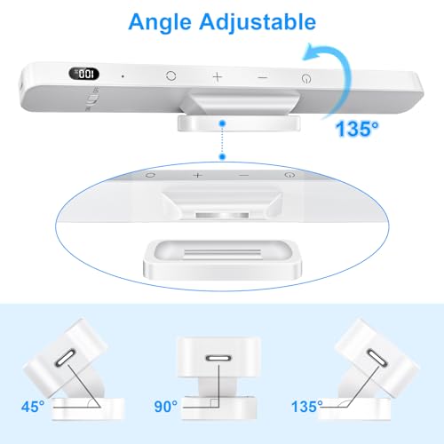 Ferswe 3W Rechargeable Light Bar with Remote Control, 3 Color Adjustable Mirror Lights, 2000mAh Battery Makeup, Touch for Cabinets, Magnetic Stick On for Closet, Kitchen