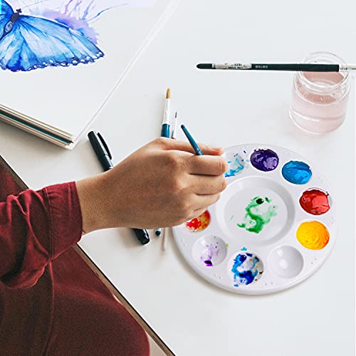 Hutou 12 Pack Paint Tray Palettes, Round, White | Painting Palette, Plastic Paint Pallets for Kids on School Project or Art Class - color: 12 Pack
