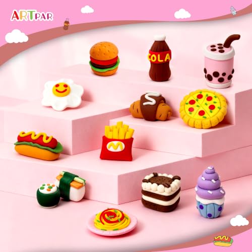 ARTPAR Air Dry Clay for Kids,12 Mini Food Modeling Magic Clay Sculpting Kit - color: Colorful Food Kit