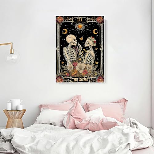 Skull Diamond Art Kits for Adults Funny Diamond Painting Kit for Beginner | Skeleton The Lovers 5D DIY Diamond Dots Full Drill Crafts for Gem Art Dot Art for Adults Home Wall Decor for Teens 12x16 in - color: DP03270