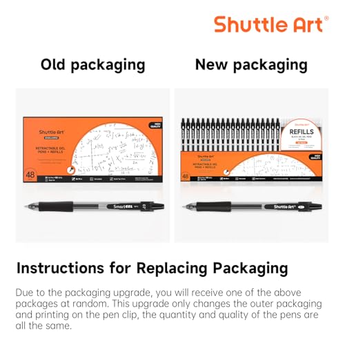 Shuttle Art Black Gel Pens, 48 Pack(20 Pens with 28 Refills) Retractable Medium Point Rollerball Gel Ink Pens Smooth Writing with Comfortable Grip for Office School Home Work