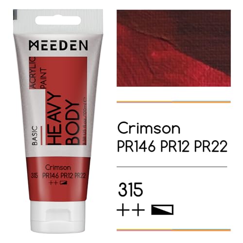 MEEDEN Acrylic Paint Crimson: 100ml/3.38oz x 2 with Titanium White - color: Crimson, size: 2 Tubes