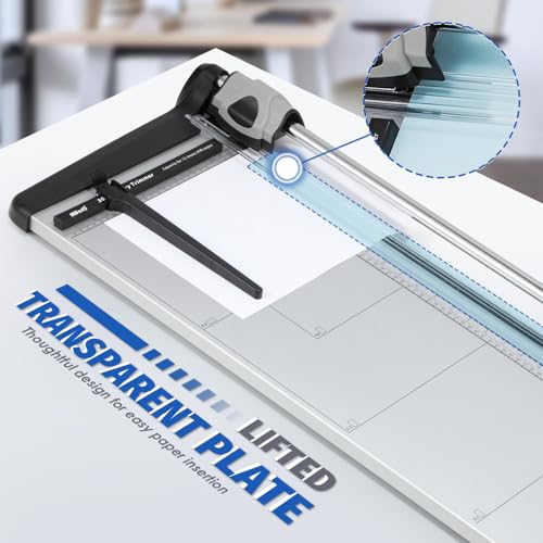 670mm(26.37") Rotary Paper Trimmer, 15 Sheets Heavy Duty Paper Trimmer | Sharp & Safe Blade, Effective for A2-A6 Sizes, Commercial Grade Rotary Paper Cutter for Home/Office/School, Black & Silver - size: 26.37"