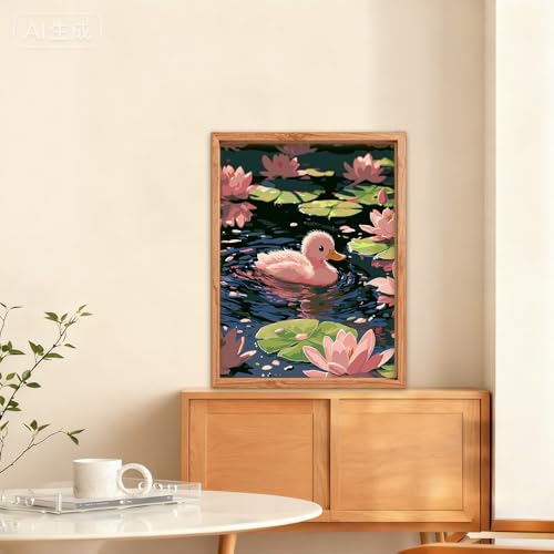 NAIMOER Duck Paint by Numbers Kits for Adults Beginner, Color by Numbers on Canvas Painting Craft Kits for Adults Without Frame, Easy Paint DIY Acrylic for Home Wall Decor 12 X16 Inch - color: Duck
