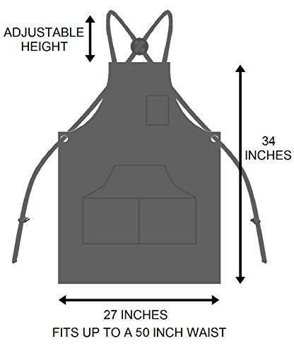 Hudson Durable Goods - Professional Grade Chef Apron for Kitchen, BBQ & Grill - color: Grey
