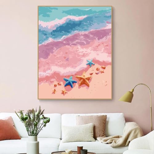 ZRIZQ Paint by Numbers Kit for Adults Beginner,Beach Scenery,16x20 | Full set with rich paints,wooden brushes,rolled canvas.Calming activity.Beginner friendly.Just open and paint. - color: 16"X20"Rolled Canvas-Landscape 10