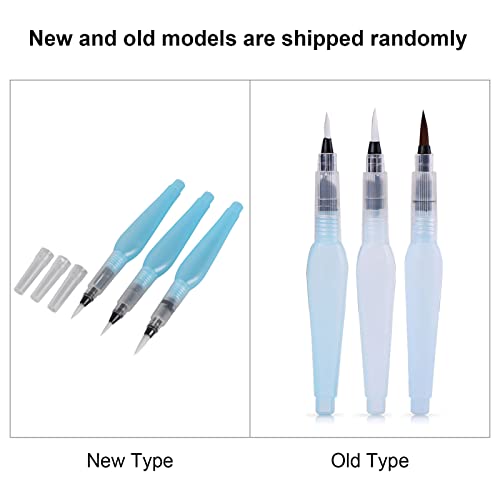 Refillable Water Brush Pen, 3Pcs/6Pcs Ink and Paint Art Pens Plus Fill Tool Watercolor Painting Calligraphy Art Crafts Set (3 Pcs Water Brush Pen)