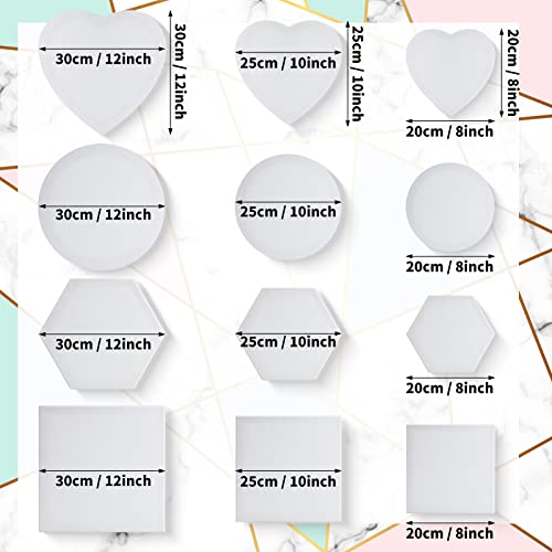 Thenshop 24 Pieces Stretched Canvas for Painting Bulk Blank Canvas Board, Square Round Hexagon Heart Shaped Frame for Kids Art Supplies for Acrylic Pouring Oil Painting(Assorted Shapes) - style: Assorted Shapes