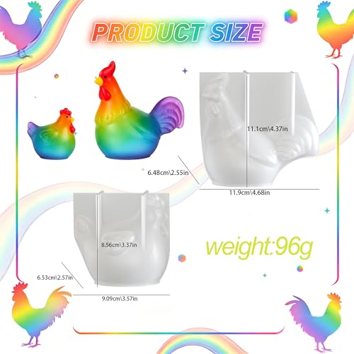 2Pcs Chicken Resin Molds, Rooster Animal Silicone Molds for Resin - color: Chicken Resin Molds
