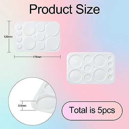 5 Pcs Jewelry Resin Molds Silicone Round Resin Casting Molds Epoxy Molds Silicone Round for DIY Crafting Supplies - color: 5pcs-176x120x8.5mm-round resin silicone mold