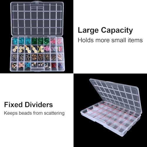 DUOFIRE 32 Grid Bead Organizer Box Clear Plastic Craft Storage 2 Pack - size: 32 Grids | 2 Pack
