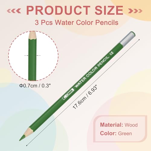 PATIKIL Watercolor Pencils, Green Color Pencil Set Sketch Coloring Drawing Colored Pencils Bulk Artist Drawing Supplies for Adult Coloring Book Blending, 3 Pcs - color: Green