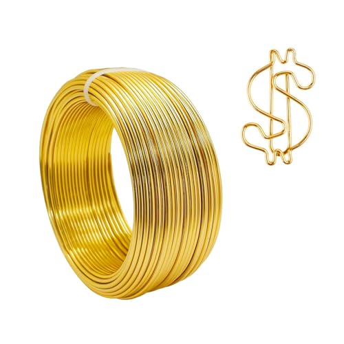 90 Feet Bendable Aluminum Craft Wire 2mm Metal Wire for Sculpting Bonsai Training Doll Skeletons DIY Jewelry Making Armature Making Wire Weaving (Gold) - color: Gold