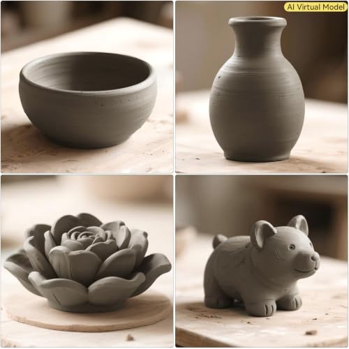 VIBRATITE 10LB Air Dry Clay, Gray Modeling Clay for Pottery & Sculpting | Easy to Shape for Hand Building, Wheel Throwing, DIY Crafts, Classroom Art Projects, Ideal for Beginners & Artists - color: Gray