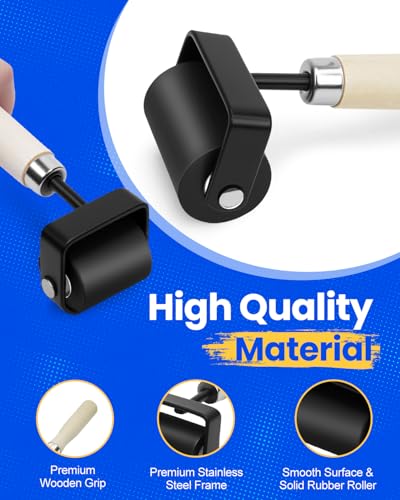UCEC 3in Wooden Brayer Roller for Printmaking, Durable for Gluing & Crafts | Wooden Handle Durable Rubber Brayer Roller for Woodworking, Paint, Diamond Painting & Block Printing, Great for Gluing - color: 3 Inch-Wooden Handle