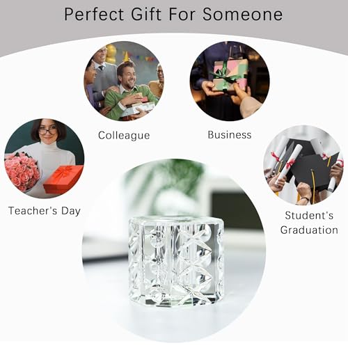 QFkris Fancy Crystal Single Pen Holder for Desk, Glass Fountain Pen Stand - style: Octagon