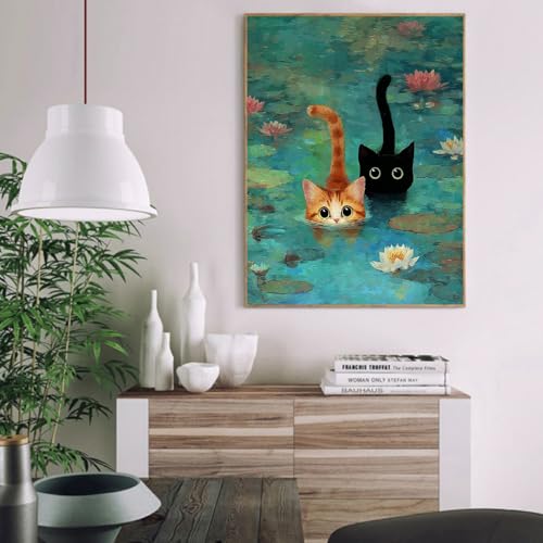 VIGEGU Black Cat Paint by Numbers Kit for Adults Beginner 16x20 Inch | Easy Adult Paint by Number Kits on Canvas DIY Painting for Beginners Art by Numbers for Home Wall Decor - color: MT6062