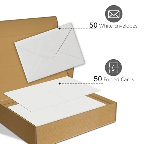 50 Pack Foldable Blank Watercolor Cards with Envelopes 4 x 6 Inch - size: 4x6" Cards*50