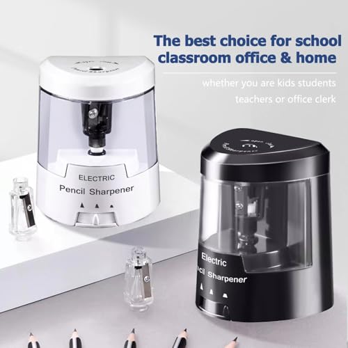 Electric Pencil Sharpener, Battery (Not Included) USB Powered, Portable for NO.2 Pencils, Automatic and Durable with 3 Sharpness Options - Classroom, Home, Office Black - color: Black
