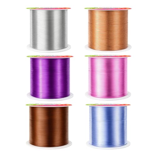 Mandala Crafts 22 GA Blue Pink Brown Assorted Anodized Aluminum Craft Wire - color: Silver Tone Copper Tone Purple Pink Brown Ice Blue, size: 22 Gauge 75X6 Feet