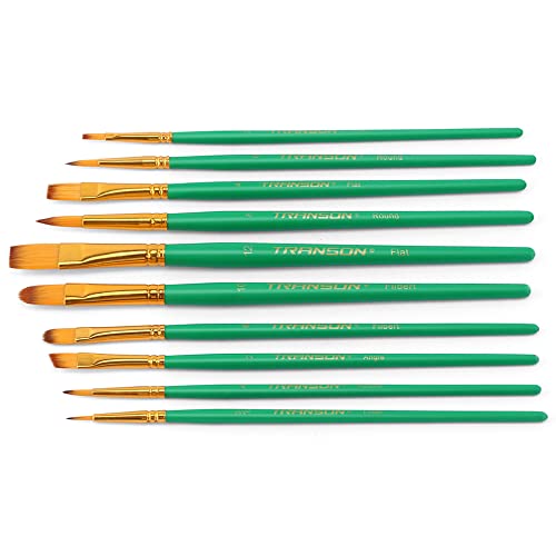 Transon 20pcs Artist Painting Brush Set for Acrylic Watercolor Gouache Hobby Craft Face Rock Painting Green - color: Green