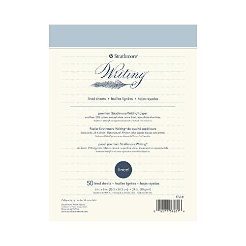 Strathmore 500 Series Writing Pad, 25 lb. Lined Paper, 6 X 8 inches, White, 50 Sheets (572-61)