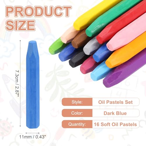 MECCANIXITY 16PCS Oil Pastels Set, Soft Oil Colored Drawing Pastels Chalk Vibrant Color for Artists Art Supplies for Beginners Teachers, Dark Blue - color: Dark Blue