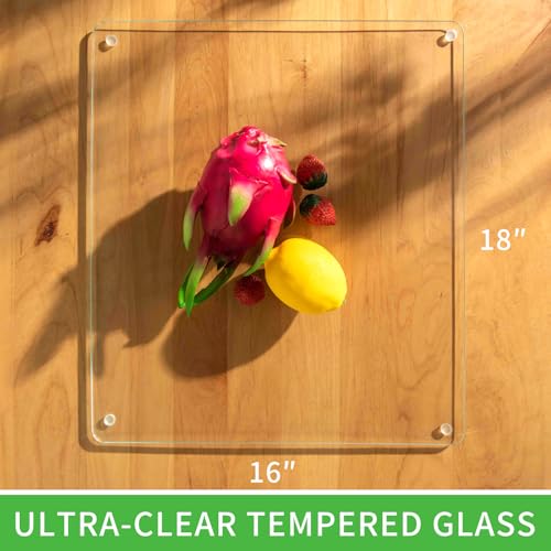 Tempered Glass Cutting Boards For Kitchen 16 x 18 - High Transparency for Countertop Protection, Scratch-Resistant, Heat-Resistant, Dishwasher safe(Large) - size: 18"L x 16"W