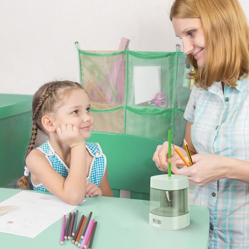 Deli Electric Pencil Sharpener, Automatic Pencil Sharpeners, Green | Suitable for No.2 Pencils Colored Pencils, USB & Battery Operated Pencil Sharpener for School, Home, Office, Classroom - color: Green