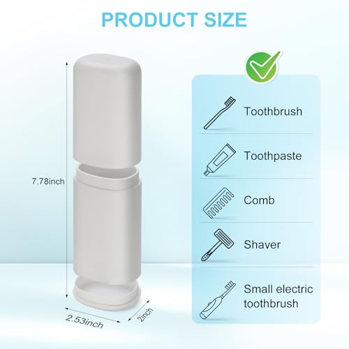 Travel Toothbrush and Toothpaste Case, 2 in 1 Gray Toothbrush Holder and Rinse Cup, Large Capacity Toothbrush Cup with Cover, Portable Toothbrush Holder for Traveling, Camping, Trip - 2PCS - color: Gray