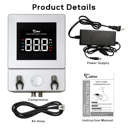 Colima Airbrush Compressor, Air Compressor with 0.5–30 PSI Air Control - color: Airbrush Compressor