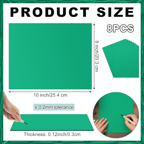 Yeaqee 8 Pcs 8 x 10 Inch Linoleum Blocks for Printmaking, Green | Rubber Linocut Plates for Printmaking, Large Sheets for Engraving and Carving Art Projects, Relief Print Studio Supplies - color: Green, size: 8 x 10 Inch